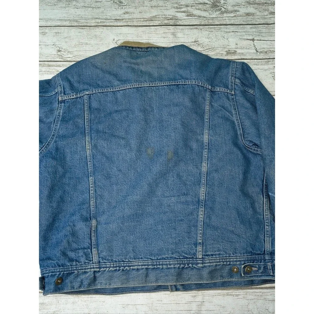 Vintage Denver Hayes Blanket Lined Denim Jean Trucker Jacket Size 44T
